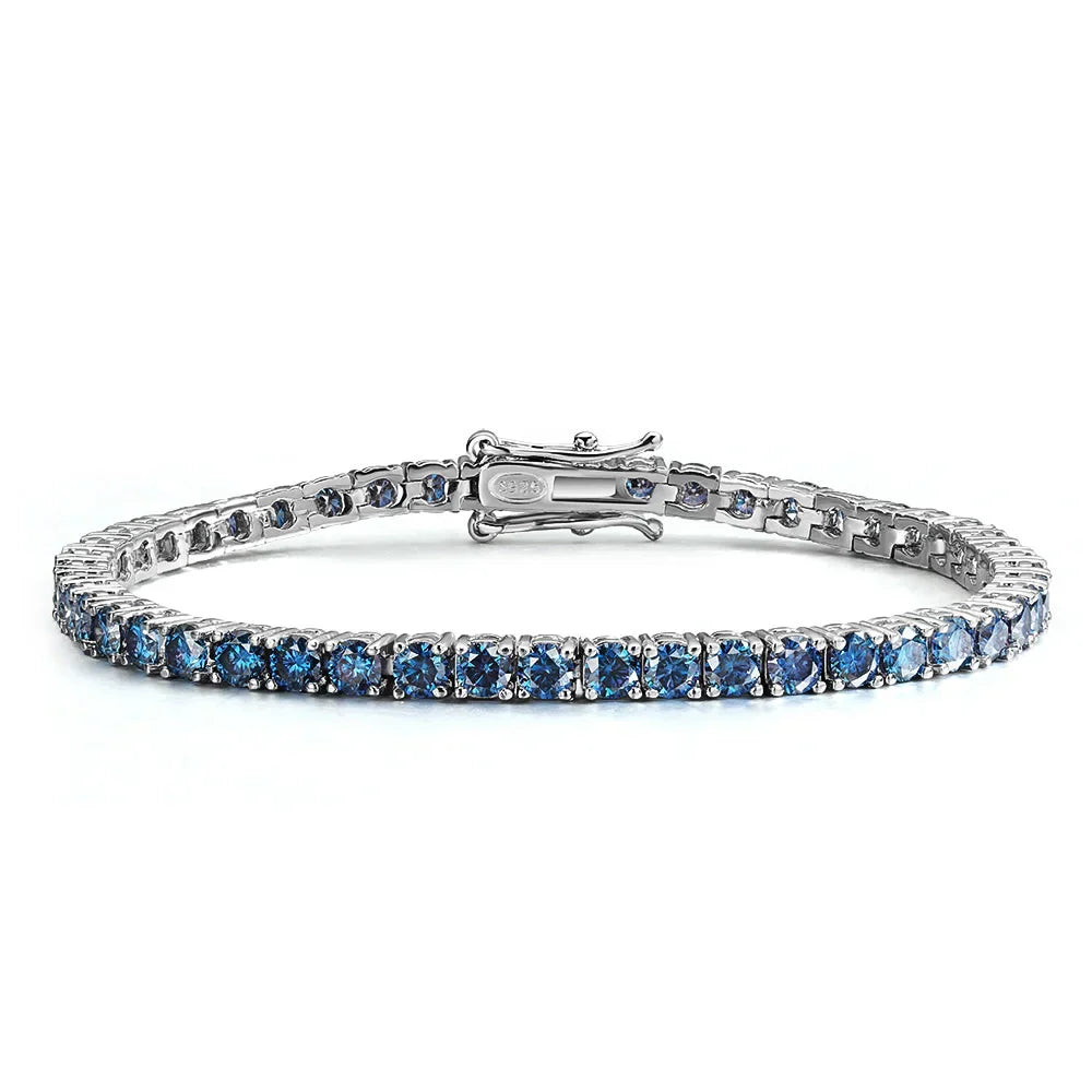 Certified 3/4/5mm Full Moissanite Diamond Tennis Bracelets for Women Man Colorful Gem Sparkling 925 Sterling Silver Chain