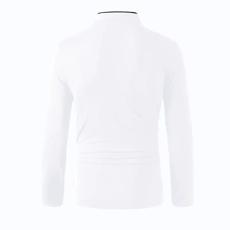 2025 New Men's Casual and Fashionable Solid Color Long Sleeved Stand Up Collar T-shirt Summer Versatile and Comfortable Top