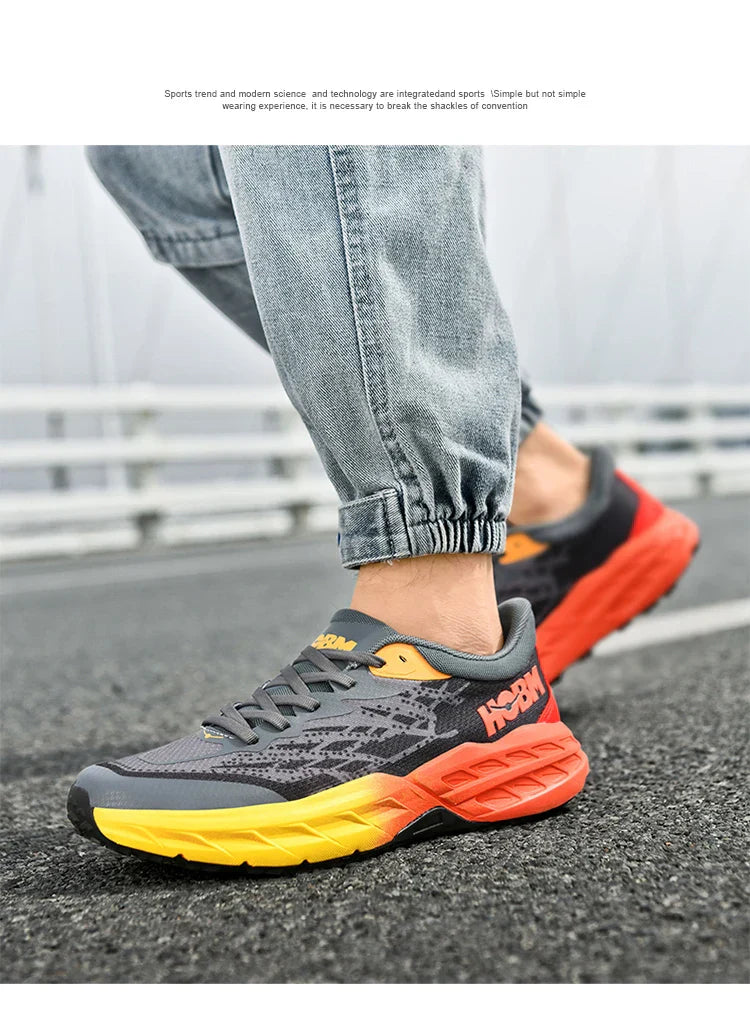 Men's Marathon Shoes Running Shoes Breathable High elasticity Cushioning Male Lightweight Sports Shoes Fitness Training