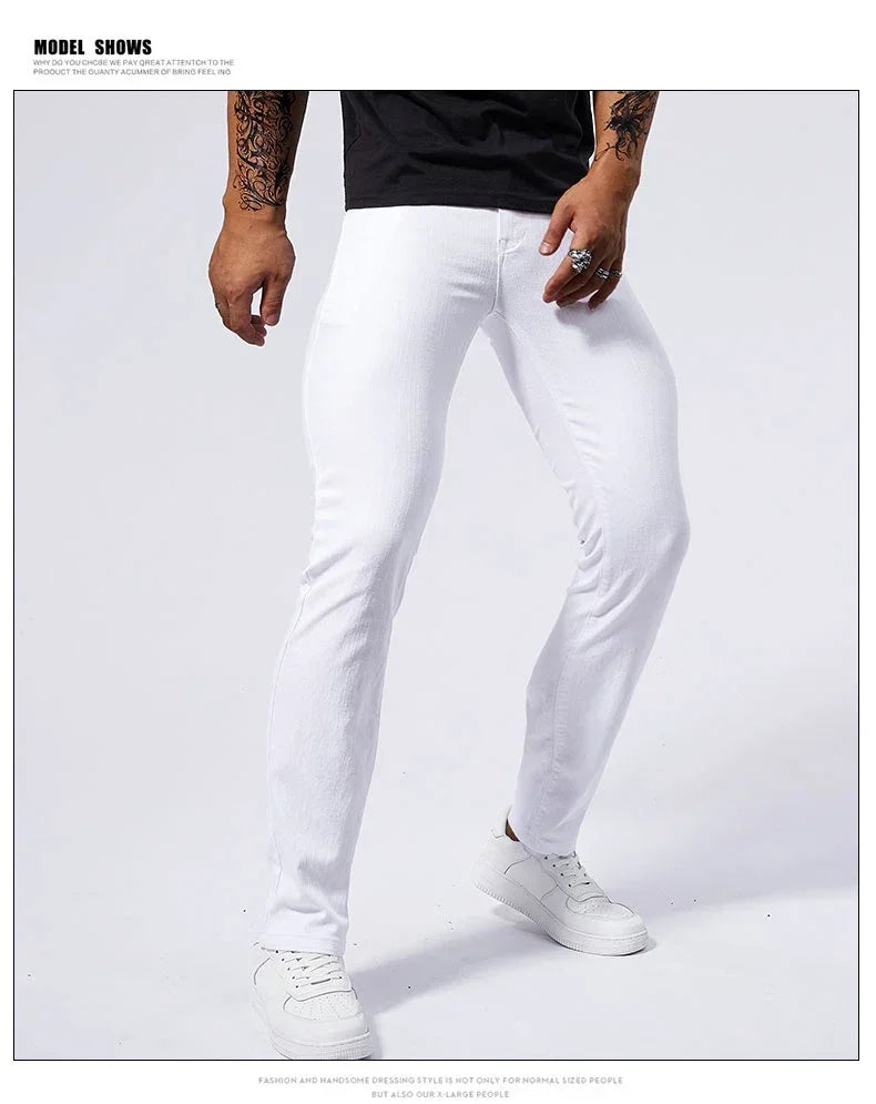 Men's White Casual Jeans New Denim Pants Comfortable Fashion Stretch Slim Fit Straight Trousers Male Clothing Streetwear Jeans