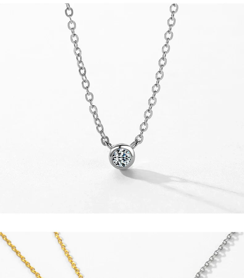 925 Sterling Silver Simple 4mm Zircon Link Chain Pendant Necklace Fine Jewelry Fashion Choker Necklace For Women
