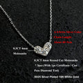 3-Stone Round Cut Full Moissanite Pendant Necklace Heart Shape for Woman 925 Silver Certified Lab Diamond Lucky Neck Chain