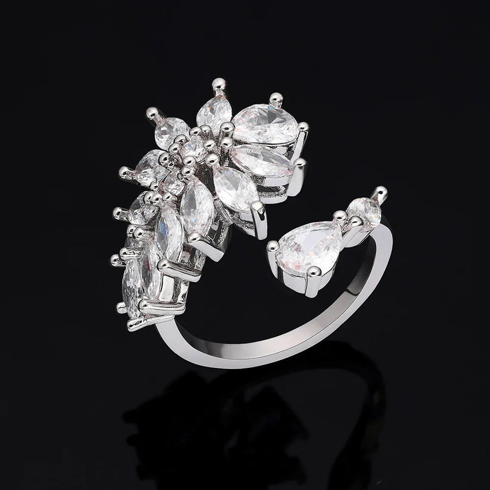 2024 New 4-piece Bride Zirconia Women's Party Jewelry Set, Deluxe Dubai Nigeria CZ Crystal Wedding Necklace Set