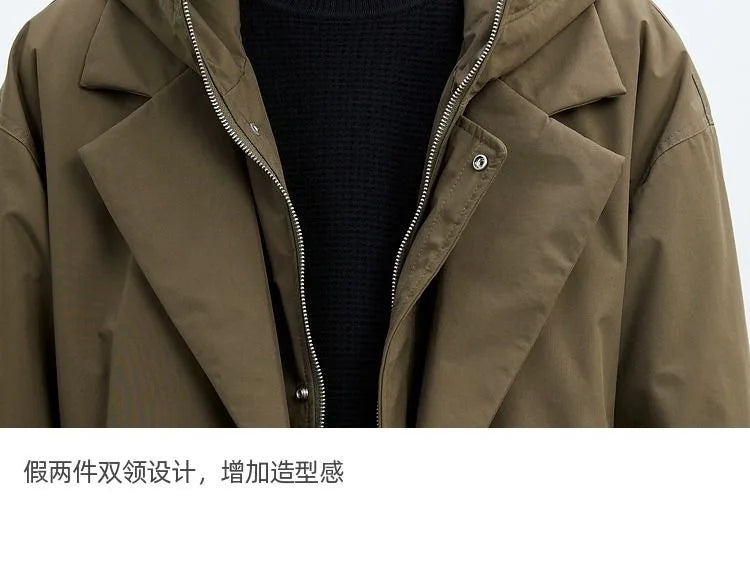 2024 Spring and Autumn New Fashion Solid Color Windproof Long Trench Coat Men's Casual Loose Large Size High Quality Coat M-5XL