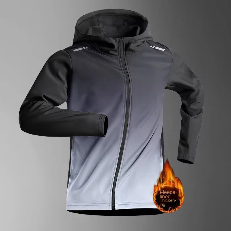 Running jacket for men, autumn quick drying sports windbreaker, fitness top, professional morning running training suit with fle