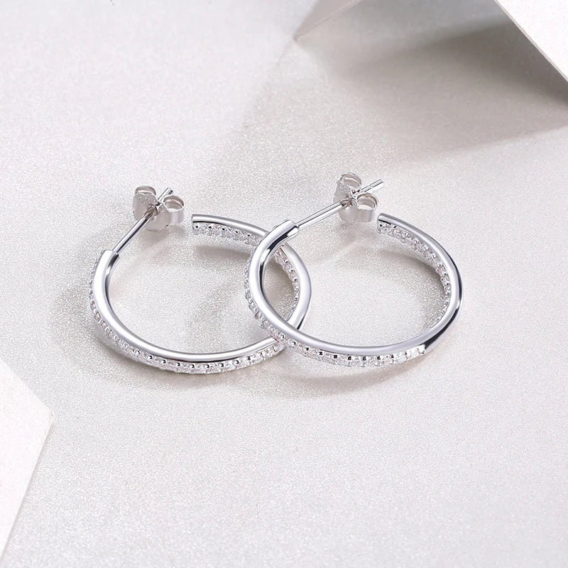 0.7cttw Certified Moissanite Hoop Earrings for Women Sparkling 925 Sterling Silver Ear Jewelry Wedding Gift Wholesale