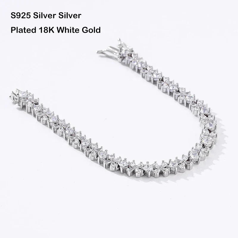 Original Clover Pear Cut Zircon Tennis Bracelet for Women Lady S925 Silver High Carbon Gemstone Link Bracelets Wholesale