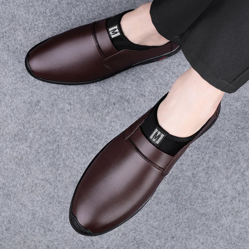 Upscale Genuine Leather Men Loafers Brown Black Cow Leather Penny Loafers Adult Office Career Mens Shoes Sneakers Driving Shoes