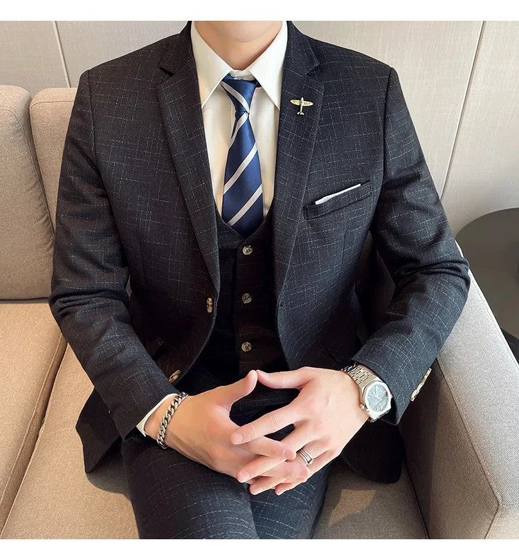 Traje De Boda De Alta Calidad Para Hombre, Traje Profesional De Negocios A La Moda, Chaleco Y Pantalones, Conjunto De 3/2 Piezas