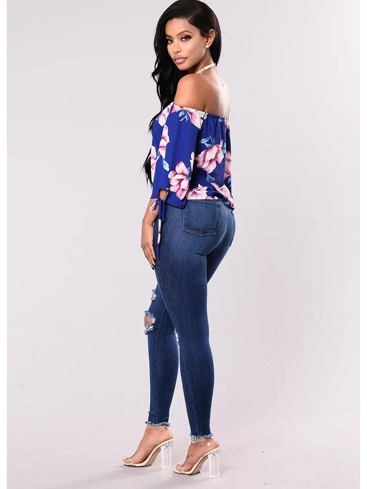 Women Stretch Skinny Ripped Jeans