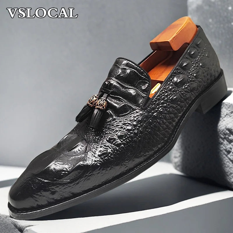 Luxury Men's Loafers Shoes Black Brown Tassel Loafers Slip On Casual Mens Dress Shoes Wedding Office Leather Shoes Men