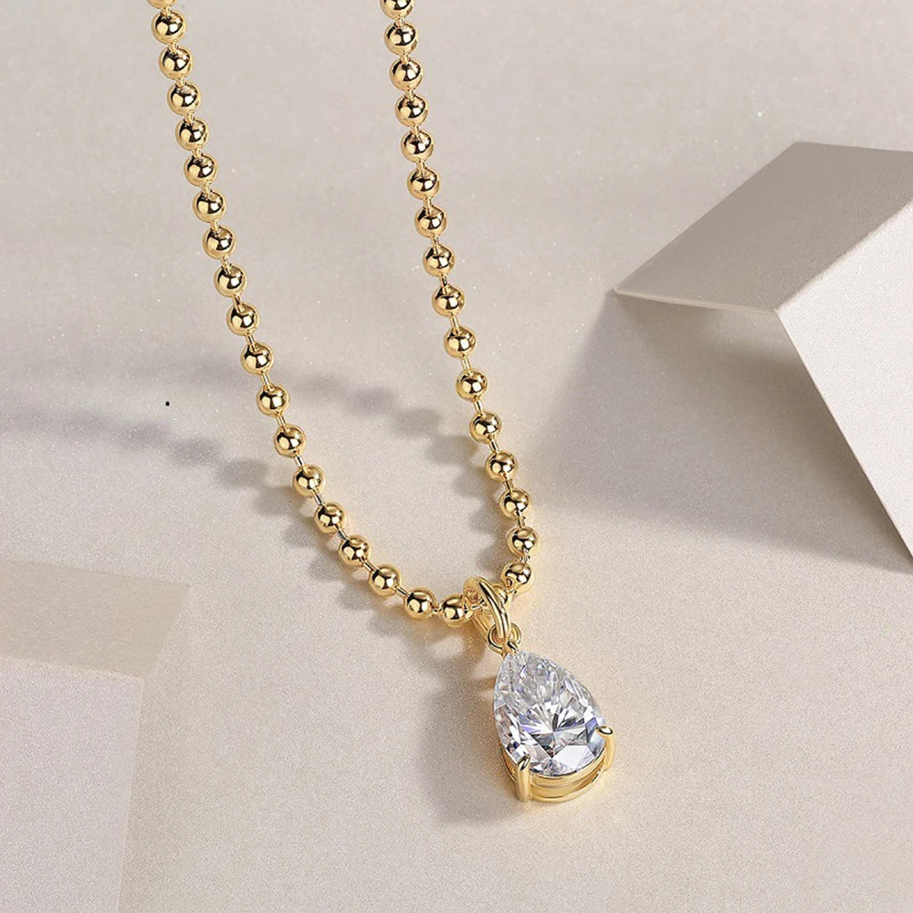 9x13mm 5CT Pear Cut Moissanite Pendant Necklace for Women 925 Sterling Silver Plated 18K Gold Waterdrop Shape Necklace Jewelry