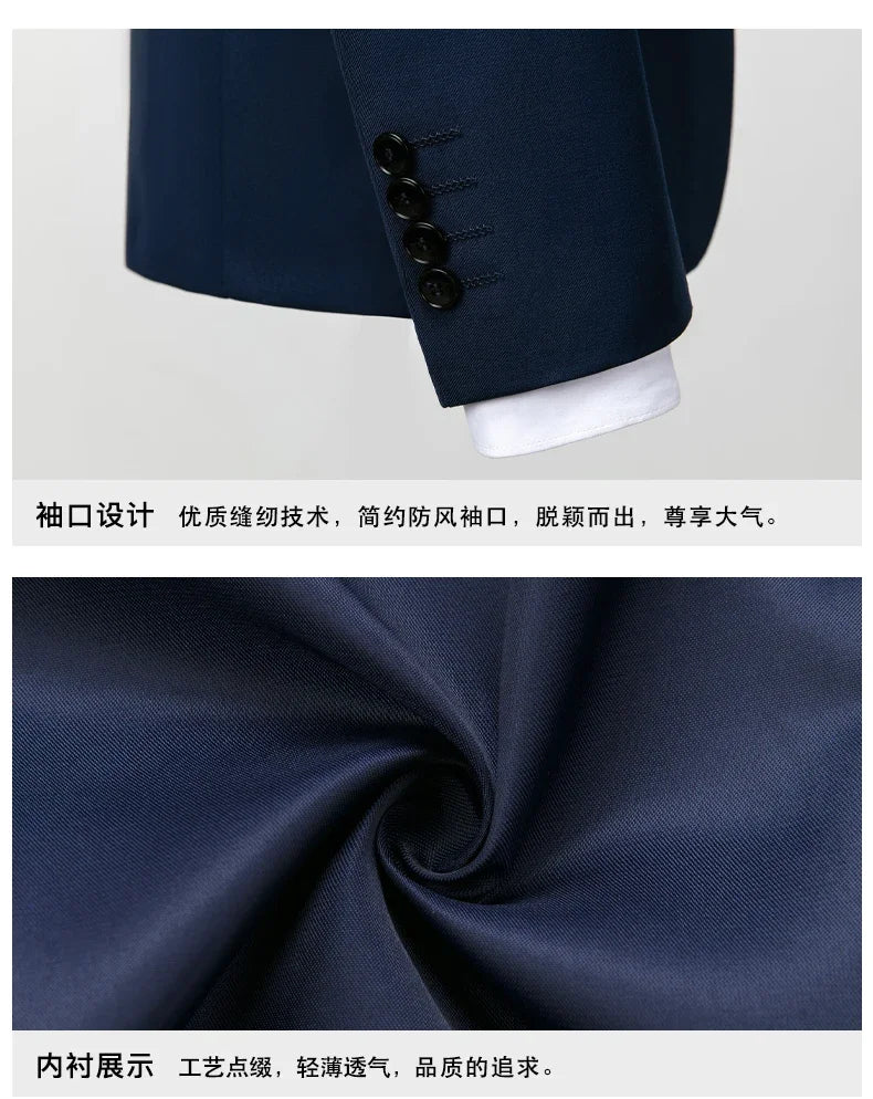 2026 New Suit (Blazer+ Vest + Pants) Men's Gentleman Fashion Slim Work Solid Color Plus Size Fair Dress Wedding Best Man Suit