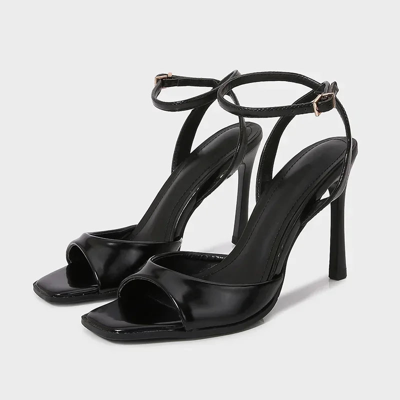 Elegant Ankle Strap High Heels Ladies Square Toe Fashion Party Dress Shoes Office Hollow Sexy Designer Brand Sandals Women Pumps