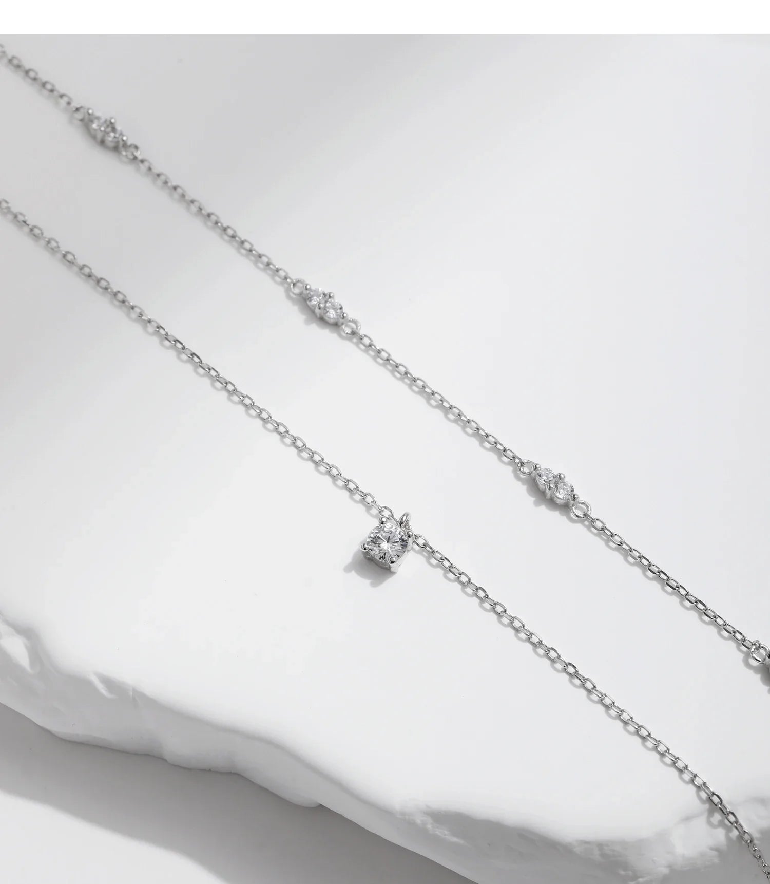 Moissanite D Color Double Layer Pendant Necklace 925 Sterling Silver Round Stylish Choker Necklace For Women Jewelry
