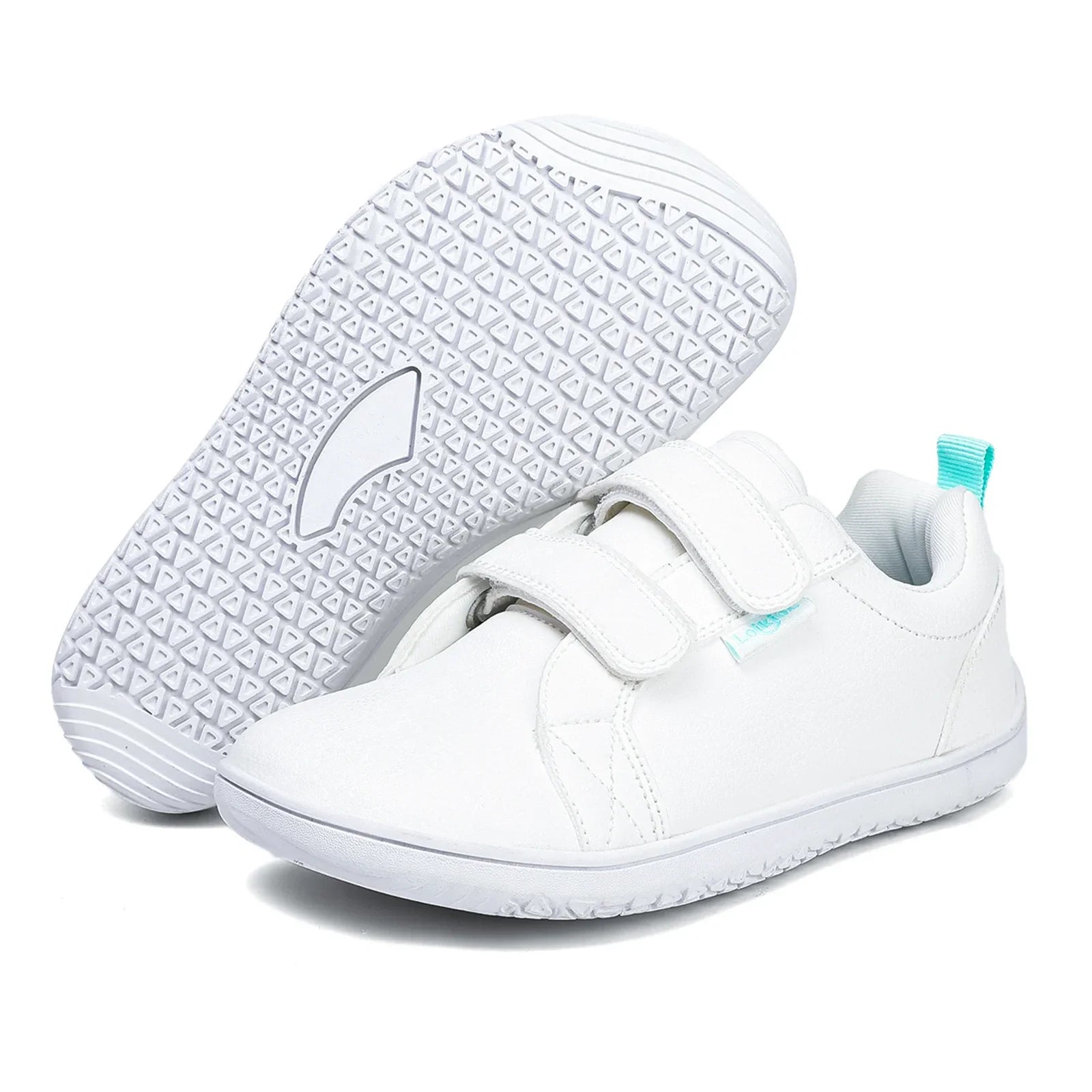 Kids Barefoot Shoes Boys Girls Wide Toe Minimalist Fashion Sneakers Lightweight Hook Loop Artificial Leather Walking Flats