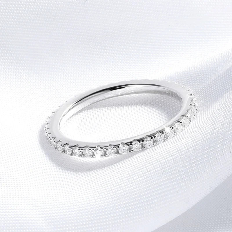 18k Plated 0.57ct Full Enternity Moissanite Ring Forn Women  S925 Sterling Silver Matching Diamond Band Wedding Jewelry