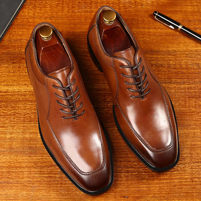 Britain Gentleman Fashion New Men Round Toe Black Brown Lace Up Casual Shoes Male Formal Wedding Dress Footwear Zapatos Hombre