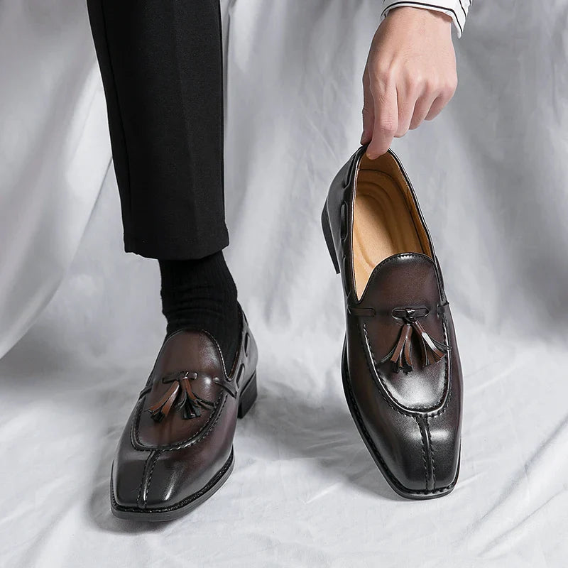 Fashion Shoe Office Shoes for Men Casual Shoes Breathable Leather Loafers Mens Driving Moccasins Comfortable Slip on 2023 Brown