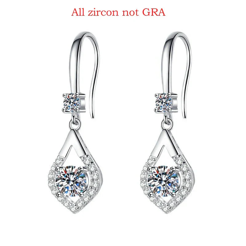 Each 0.5CT D Color Genuine Moissanite Drop Earrings for Women Water Drop Luxury Wedding Jewelry 925 Sterling Silver