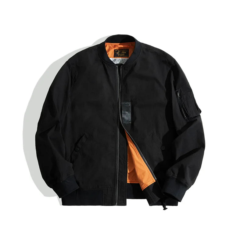 Retro MA1 Bomber Flight Jackets Green Windproof Pilot Jacket Casual Motorcycle Baseball Coat for Men's Spring and Autumn