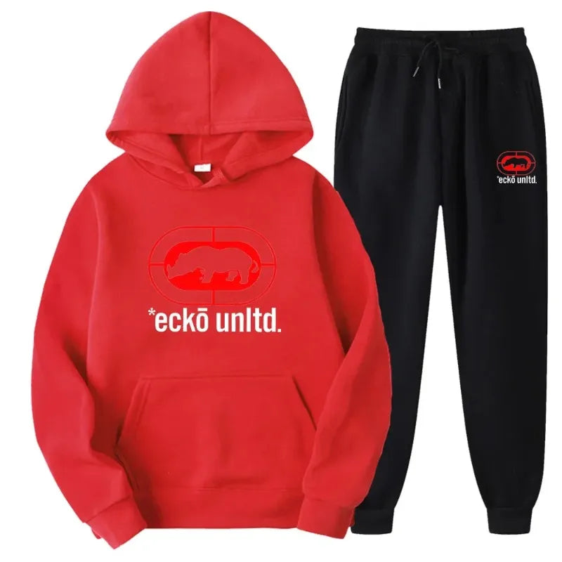 طقم سويت شيرت Ecko Unltd. Rhino بشعار - هودي وبنطلون رياضي مكون من قطعتين - أزياء الشارع الحضرية وملابس رياضية كاجوال