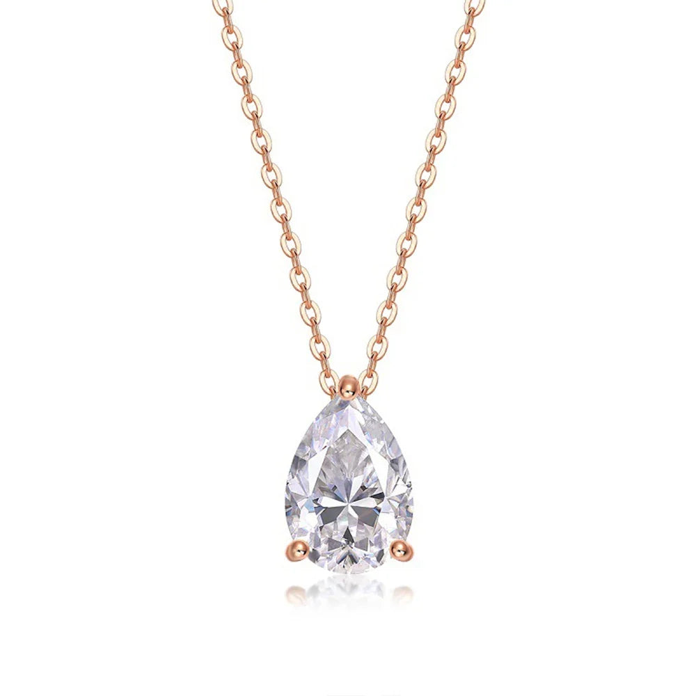 1-4CT Pear Cut D Color Moissanite Pendant Necklace for Women S925 Silver Plated 18k Gold Waterdrop Shape Necklaces Jewelry Gift