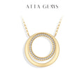 Full Moissanite Necklace DVVS1 18K Gold Plated 925 Sterling Silver Double Circle Round Pendant Women Party Fine Jewelry