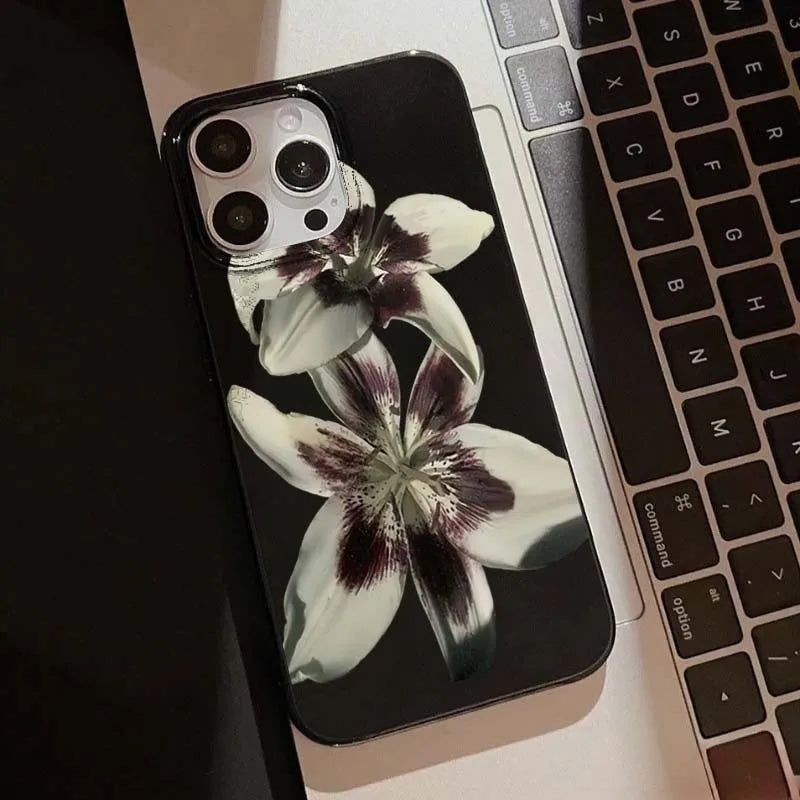 Lily Orchid Flower Print Soft Phone Case For iPhone 16 17 15 14 13 12 11 Pro Max XS X 7 8 16e 16 Plus SE 2022 Shockproof Cover