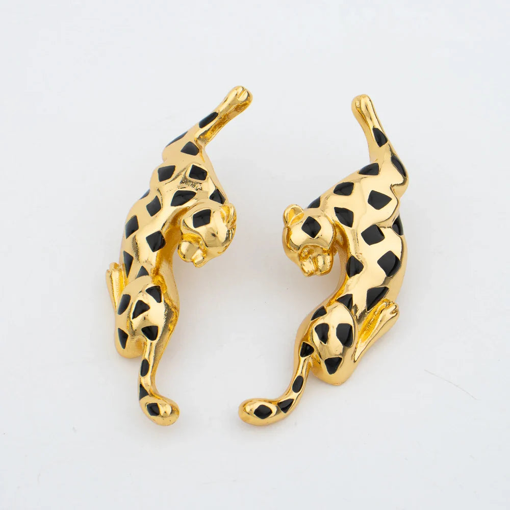 Woman Jewelry Set African Fashion Leopard Necklace Earrings 18K Gold Plated Animal Shape Bracelet Ring Copper Dubai Jewelry Gift