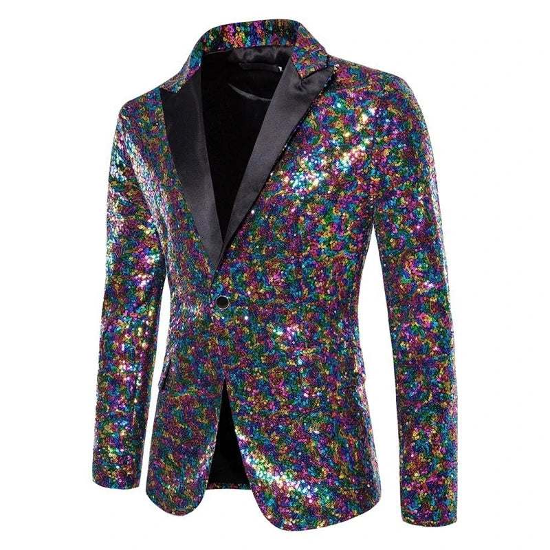European and American Hosting Performance Dress High End Men's Gold Sequin Suit Korean Version Slim Fit Studio Suit Jacket