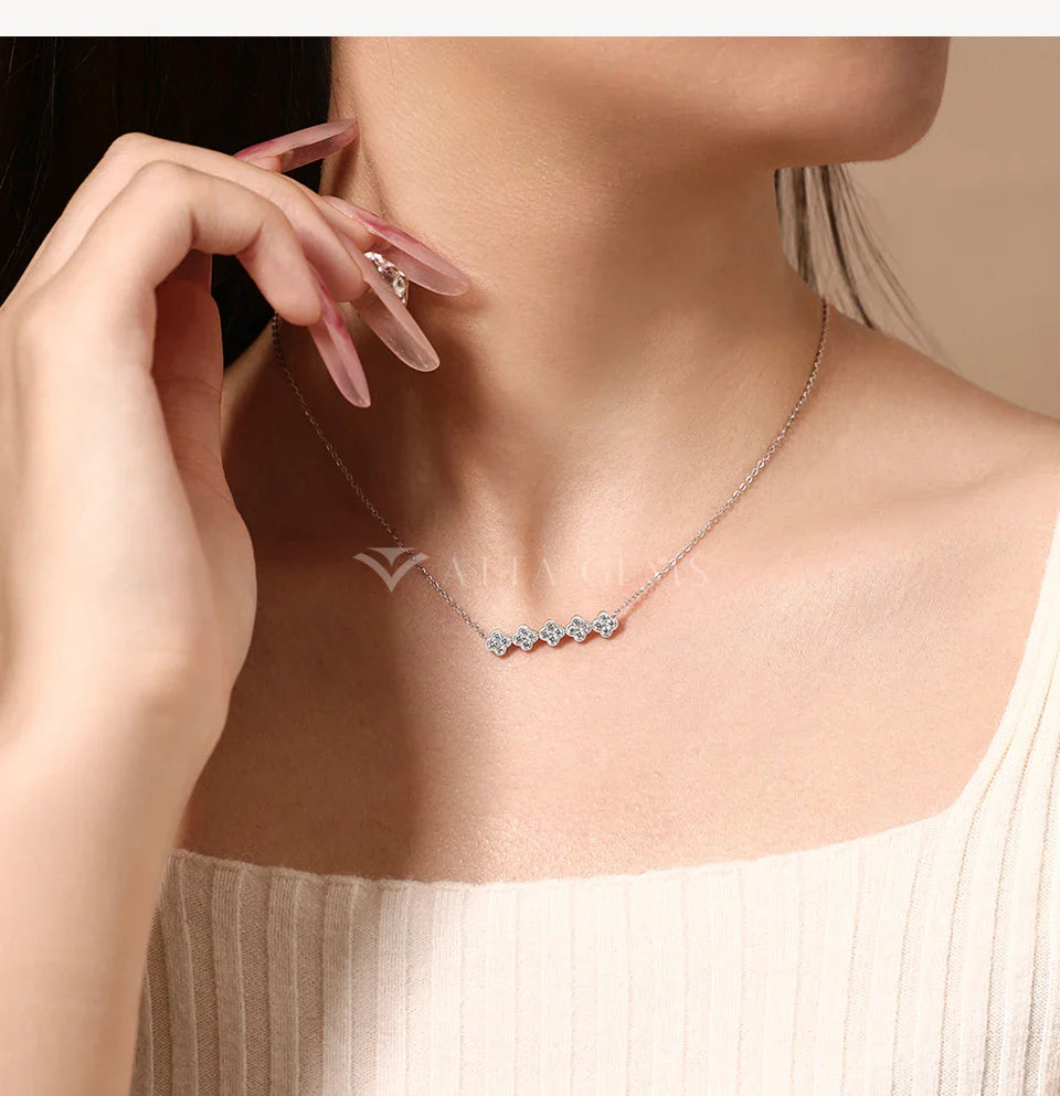 Original New Five flower Moissanite Necklace for Women 925 Sterling Silver Fine Necklace Engagement Gift Wedding Jewely