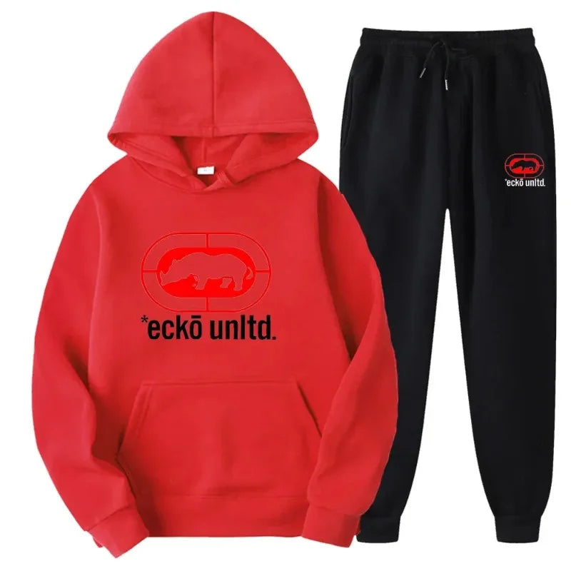 Ecko Unltd. Rhino Logo Sweatsuit  Hoodie and Joggers Two-Piece Set  Urban Street Fashion Casual Athletic Wear