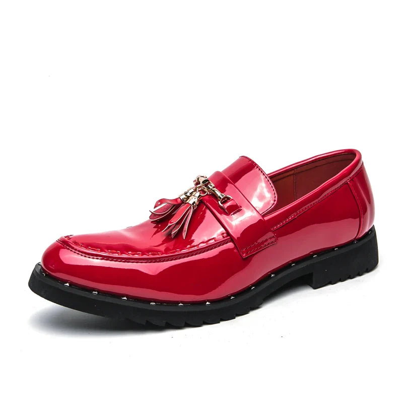 Luxury Golden Patent Leather Shoes Man Oxford Shoes Designer Tassel Formal Shoes for Men Fashion Social Dress Shoes Business