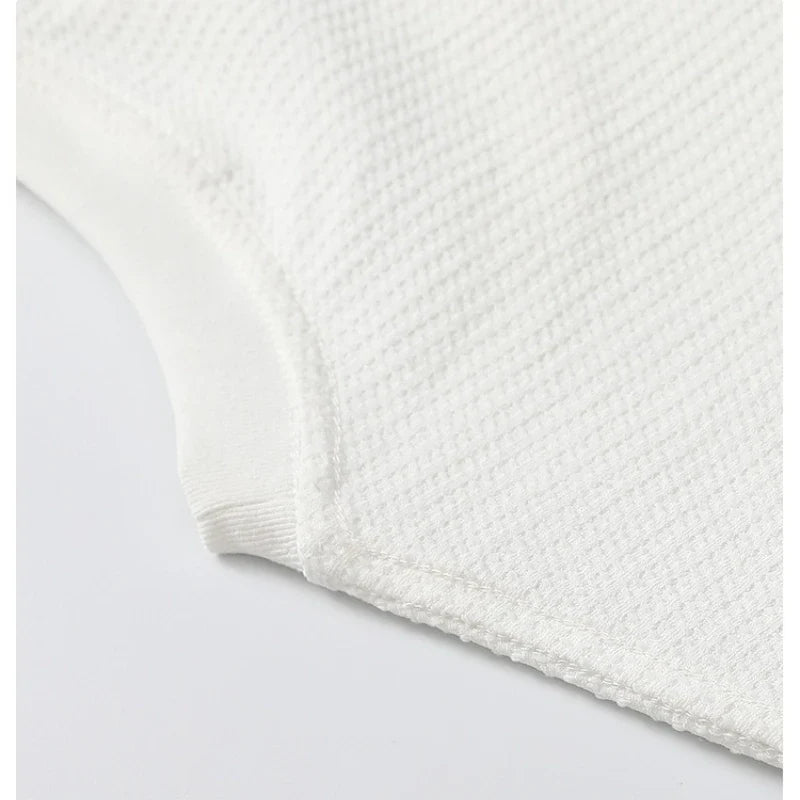 Autumn Lightweight Waffle Knit Base Layer Top  Men - Fashionable Loose Fit Versatile Long-Sleeved Round Neck T-Shirt/Sweatshirt