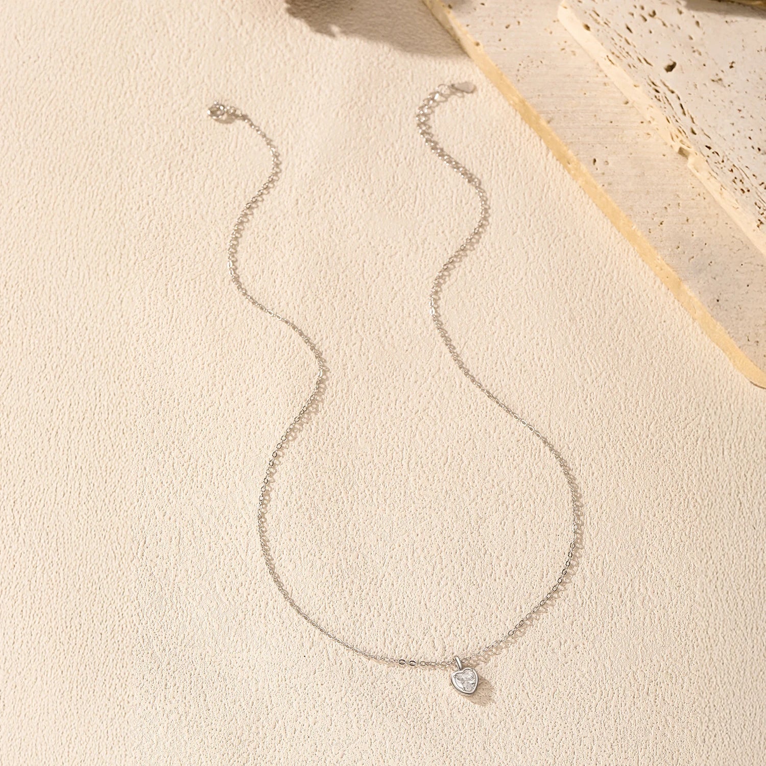 925 Sterling Silver Delicate Sweet Heart Zirconia Wedding Link Chain Pendant Necklace For Women Daily Fine Jewelry