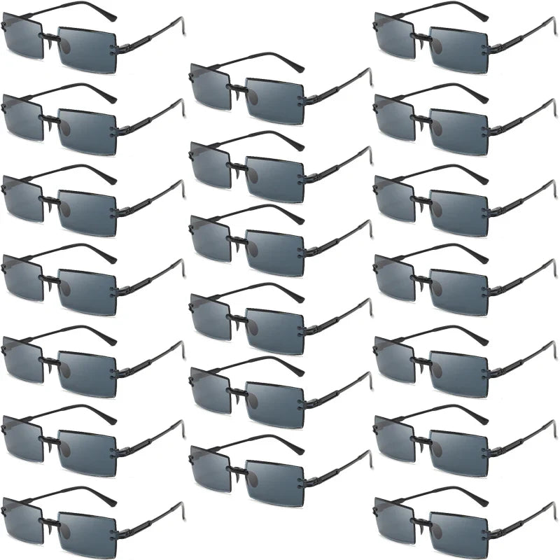 20 Pcs Per Set Rimless Rectangle Sunglasses Fashion Gradient Ocean Lenses Shades Ins Trendy Beach Vacation Sun Glasses