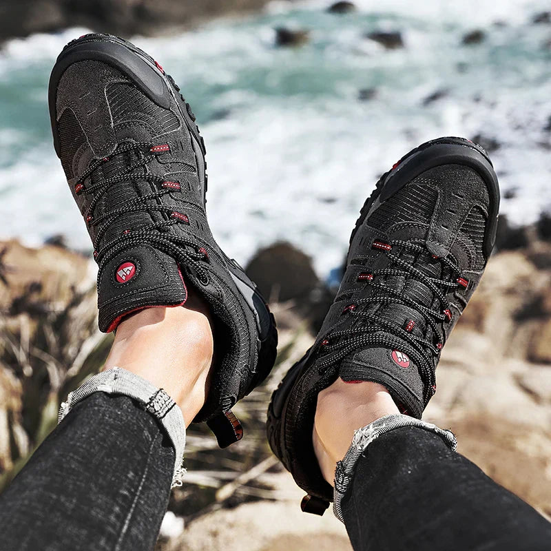 Men's Hiking Shoes Suede Leather Outdoor Shoes Wear-resistant Men Trekking Walking Hunting Tactical Sneakers