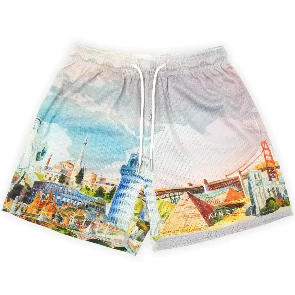 Summer Trend Motorcycle Shorts Mens Quick Dry Clothing Casual Short Pants Gym Fitness Sports Mesh Basketball Sweatpants