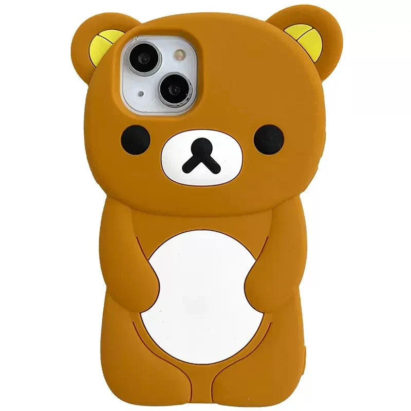For iPhone 17 16 15 14 13 12 11 Pro Plus mini Max Xs XR 6 7 8 SE Silicone Rilakkuma Bear Soft Cover Case
