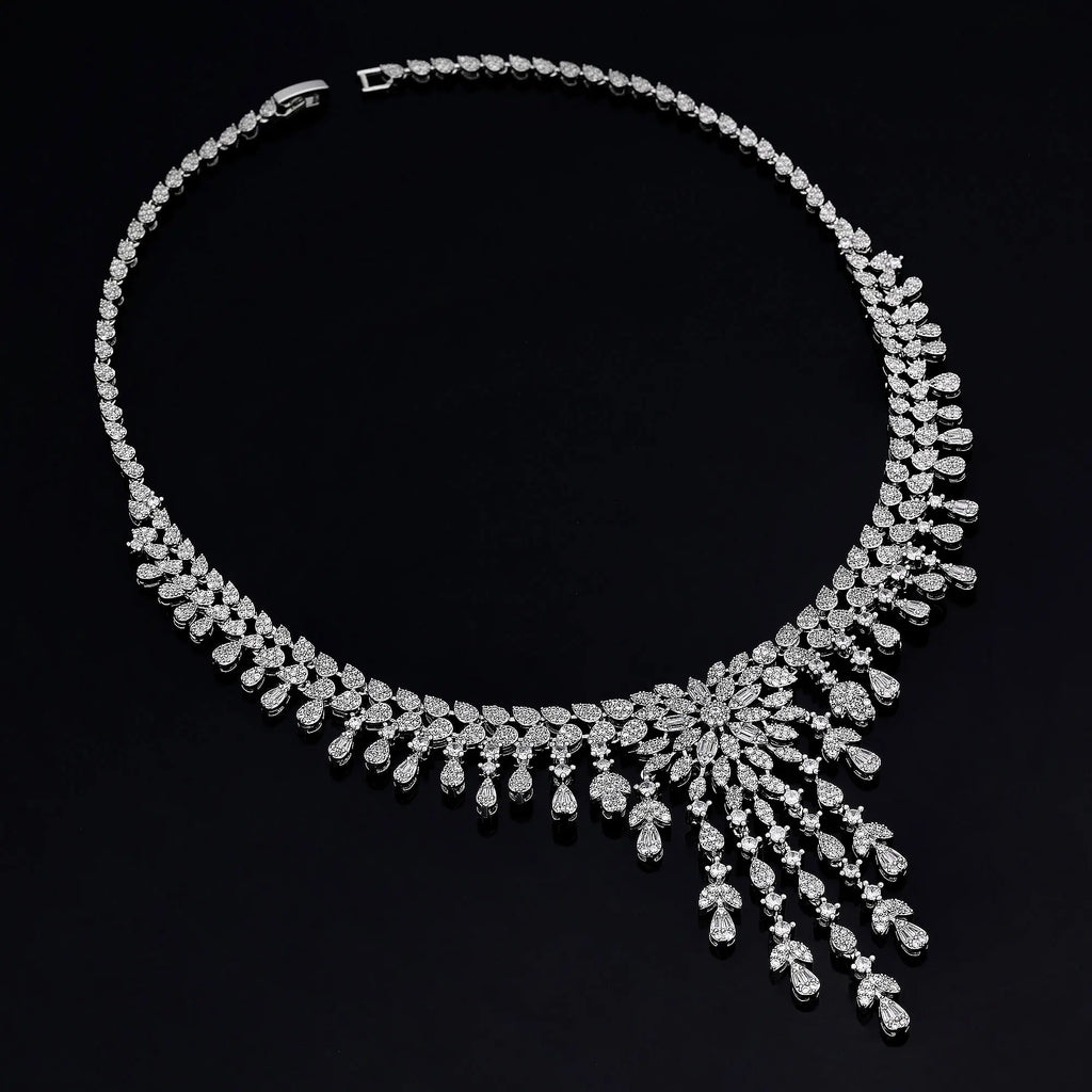 2024 New 4-Piece Designer Bride Wedding Jewelry Set Women's Discount Fashion Elegant Women's Set Wedding Neck Jewelry Bride