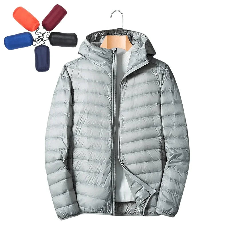 Autumn Winter Down Jacket Men Ultra Light Windproof Waterproof Anti Fouling Anti-Oil White Duck Portable Hooded Coat Male