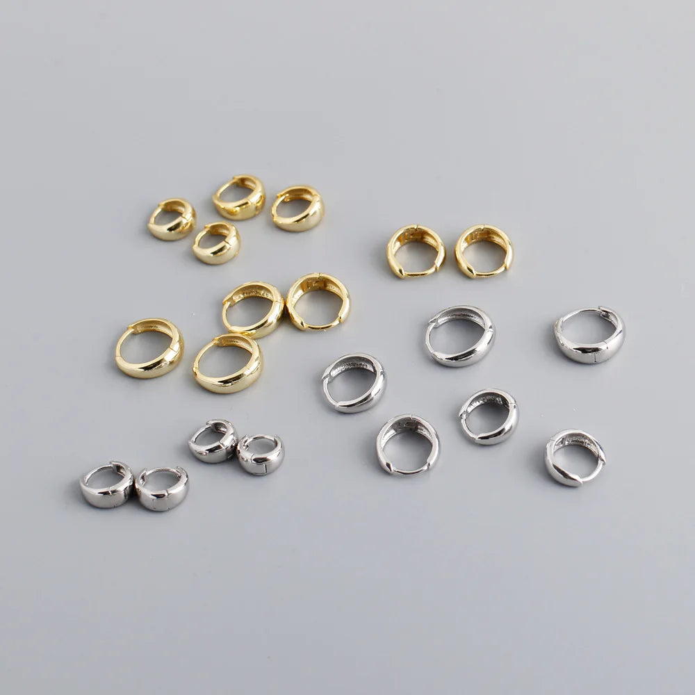 100% 925 Sterling Silver 18K 6/7/8/9/10mm Round Hoop Earrings for Women Classic Fine Jewelry Minimalist Accessories