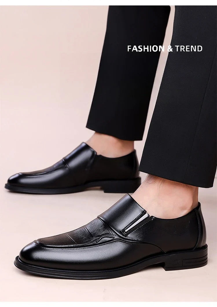 Spring Autumn New Leather Shoes for Men Solid Color Business Casual Shoes Male Fashion British Style Dress Shoe Man
