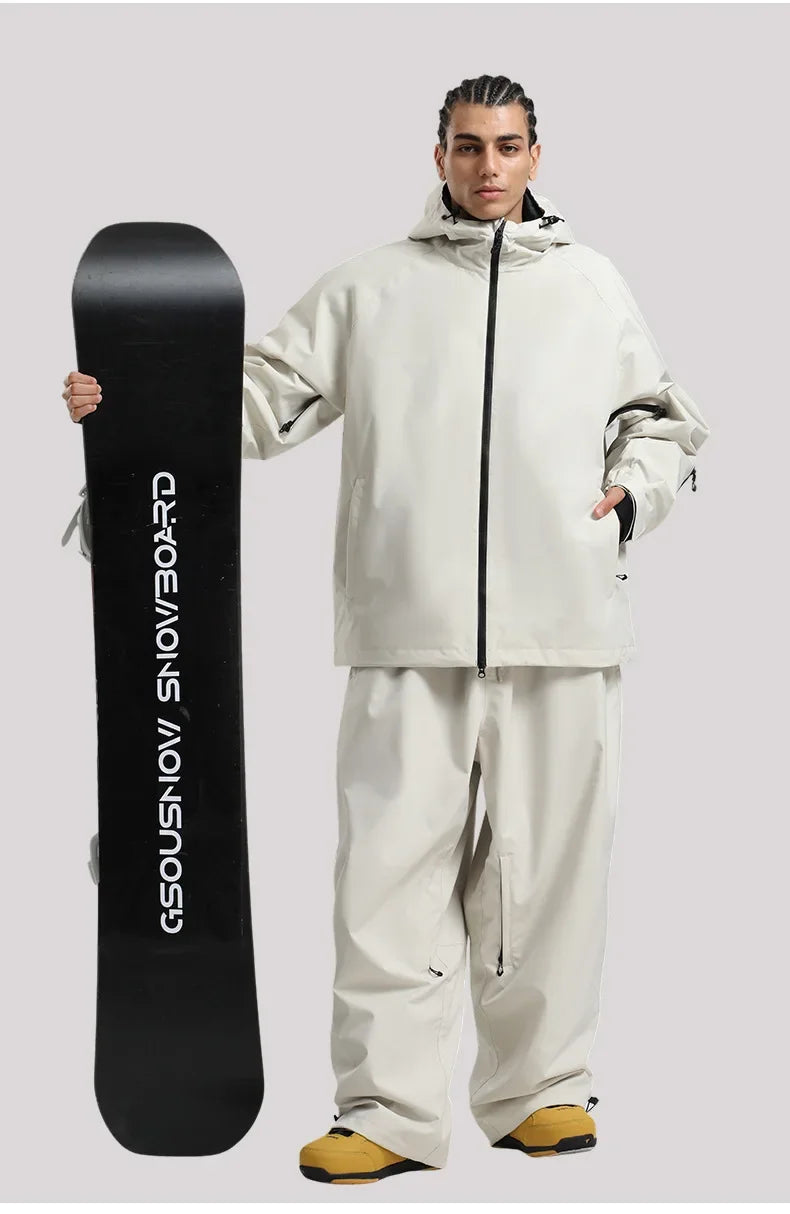 SNOW Winter Ski Jacket Men Waterproof Insulated Snow Tops Super Loose Snowboard Clothes Breathable Windproof Skiing Hoodies