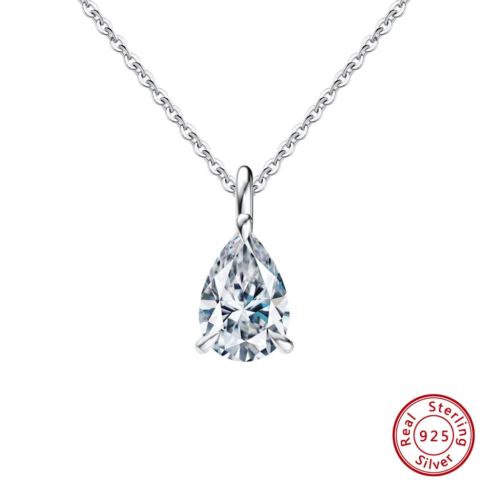Simple Oval Shape 8A Zirconia Pendant Necklace Lady Engagement 925 Sterling Silver Versatile for Wedding Party LZN04