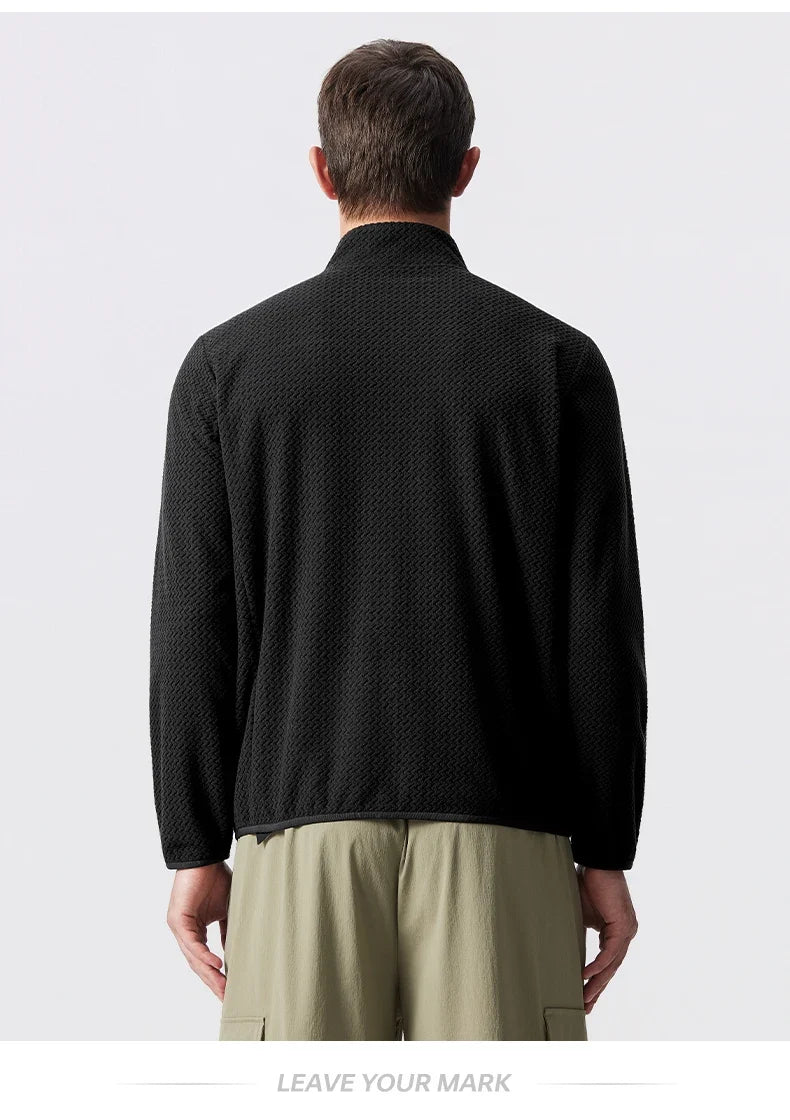 Fleece Sports Jacket Winter Cardigan Knitted Jacket Stand Collar Outdoor Running Windproof And Warm Training Top