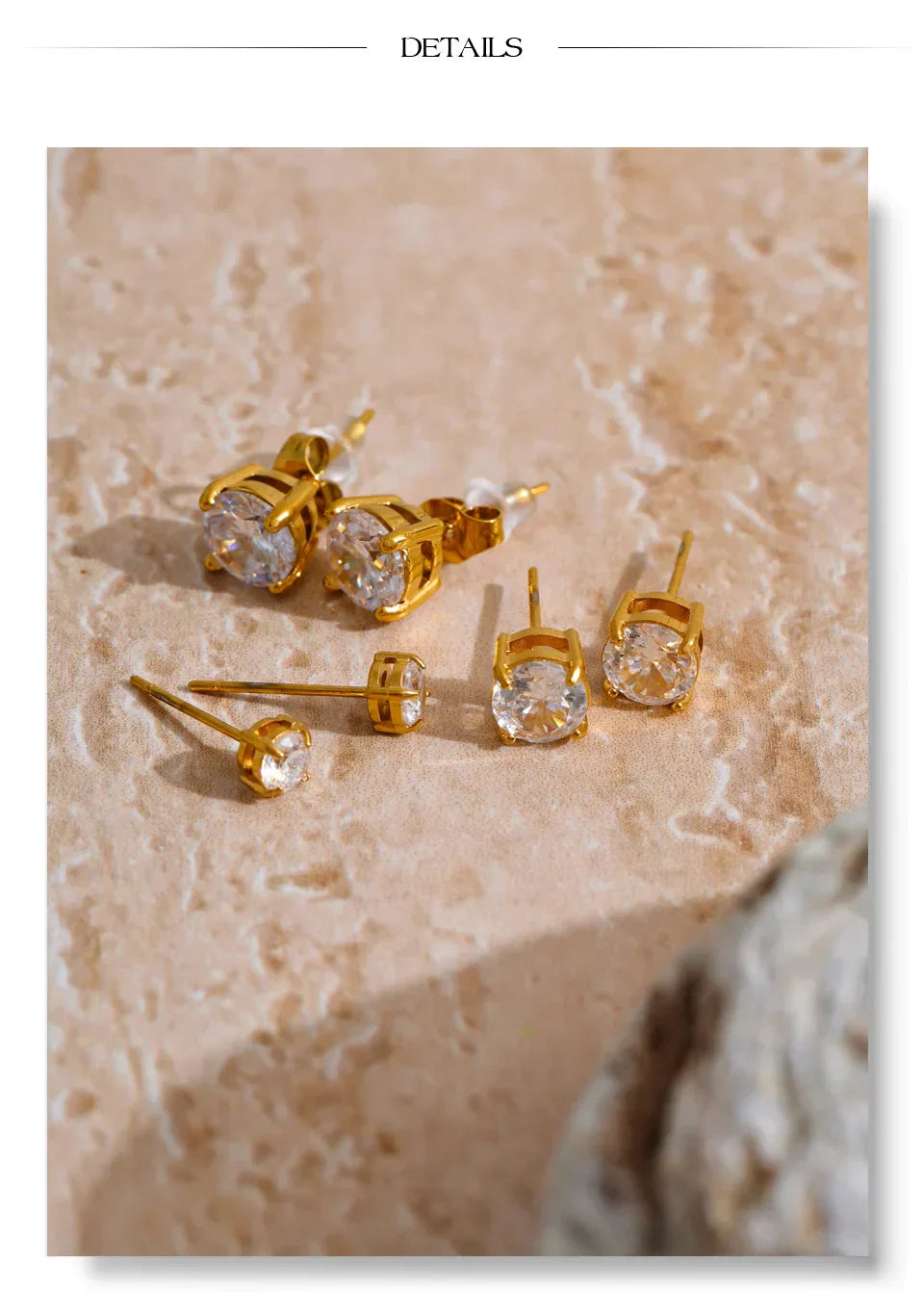 1Set High Quality Shiny Cubic Zirconia Round Stud Earrings Daily Stainless Steel Versatile Premium Jewelry Party Gift