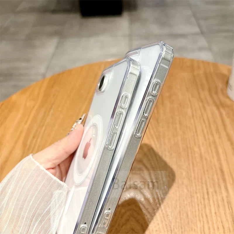 For Magsafe Magnetic Transparent Phone Case For iphone 16E 15 14 13 12 Mini 11 16 Pro Max XR X XS Max 7 8 Plus SE2020 Soft Cover