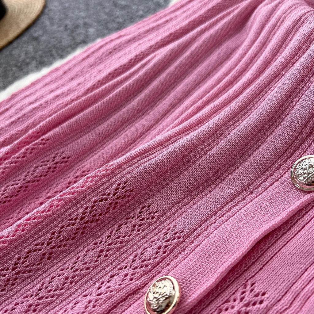 Brand Fashion Aesthetic Patchwork Knitted Maxi Dress Autumn Winter Women Luxury Shirt Sweater Dress Office Lady Vestido